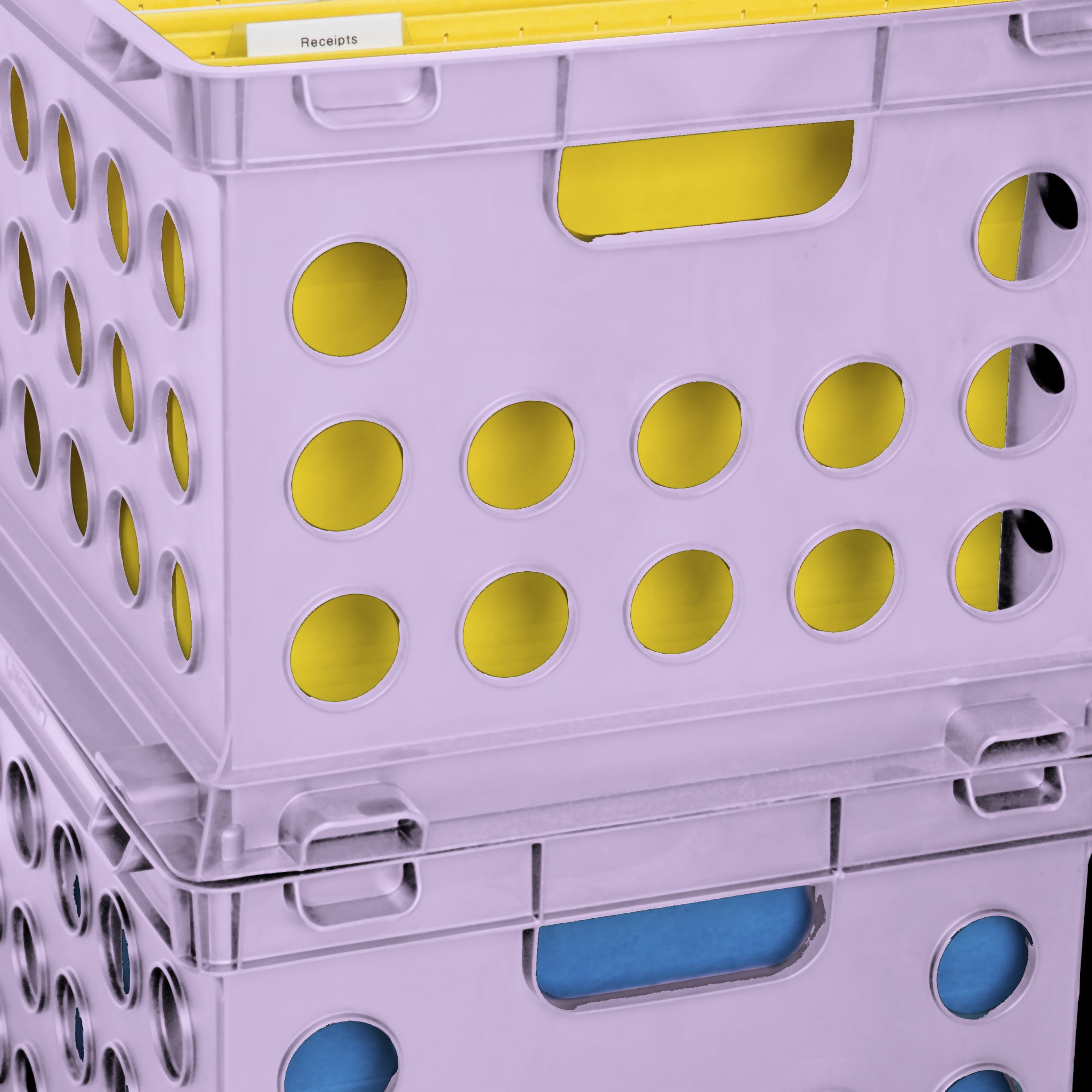 Sterilite File Crate, Versatile Plastic Storage Bin with Through Handles, Fits Letter & Legal-sized Hanging Files, Stackable, Lavender