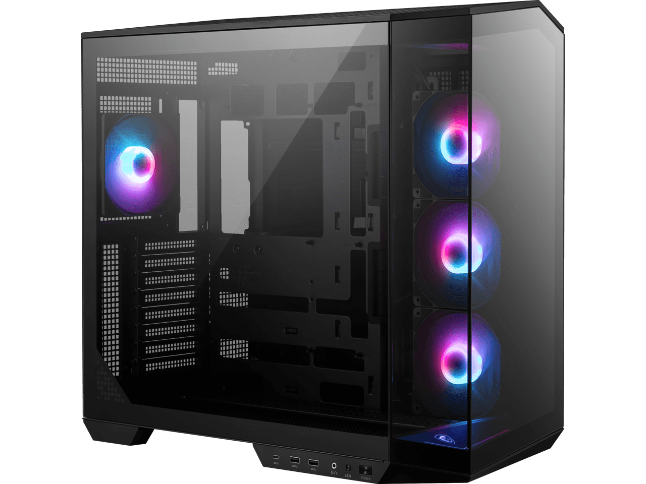 MSI MAG PANO 100R PZ Project Zero Mid Tower ATX Gaming Case, Tempered Glass, Support Back-Connect, 270-degree Panoramic Display, GPU Support Stand, 4 ARGB Fans