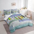 thumbnail image 2 of Manfei Rustic Pike Fish Full Size Bedding Sets, Retro Wooden Cabin Full Size Bed in a Bag, Teal Gray, Reversible, 7pcs, 2 of 6