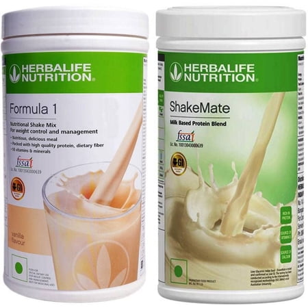 Herbalife Nutrition Weight Loss Combo Pack New Shakemate With Formula 1 Vanilla Flavor (1000 Gm) Protein Shake (500 G, 500 G, Vanilla, Unflavored)