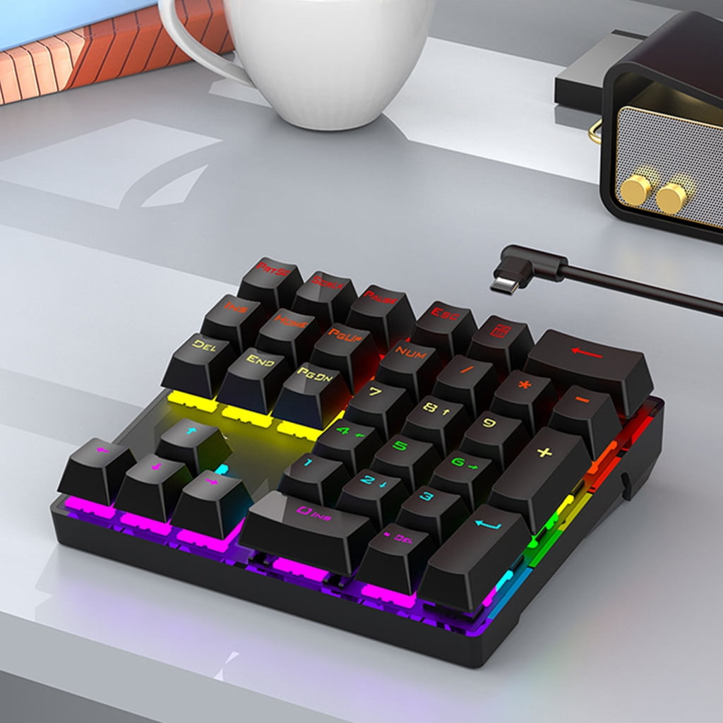 Waterproof 33Key RGBs Illuminateds Mechanical Number Pad Hot Swappable USB Connectivitys Ergonomic Keycaps For Home Office Computer Setups