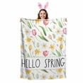 thumbnail image 2 of Throw Blanket Fleece Throw Blanket 50x80in, Hello Spring Words Tulip Soft Lightweight Bed Blankets Easter Floral Art Fuzzy Couch Blankets for All Season, 2 of 9