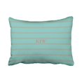 thumbnail image 1 of RYLABLUE Decorative Pillowcases Teal With Melon Striped Monogram Throw Pillow Covers Cases Cushion Cover Case Sofa 20x30 Inches Two Side, 1 of 1