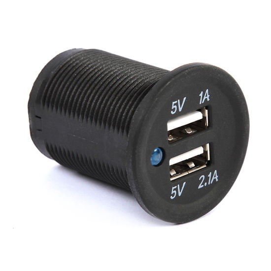 Belva BA2USB Dual USB 12 Volt Charging Port with LED Charge Status Light Black