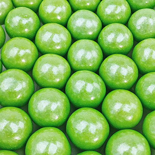 Shimmer Lime Green Large Gumballs - 2 Pound Bag - One Inch in Diameter - About 120 Gumballs Per Bag - Free 'How To Build a Candy Buffet' Guide Included