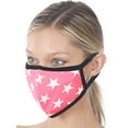 thumbnail image 3 of "Star Print Adult Unisex Fashion Cotton Lining Face Covering Mask : BRIGHT PINK/IVORY-6 Packs", 3 of 4