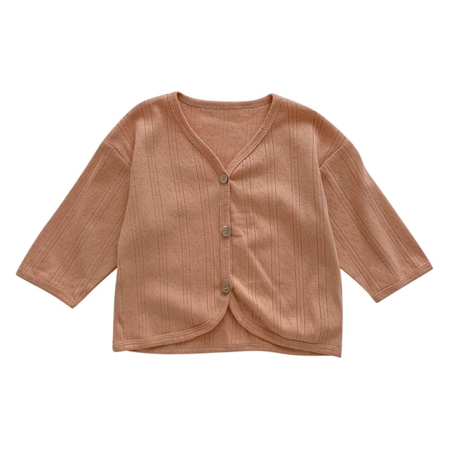 Besolor Baby Girls Cardigans Kids Casual V Neck Button Front Hollow out Long Sleeve Jacket Tops Fall Clothes