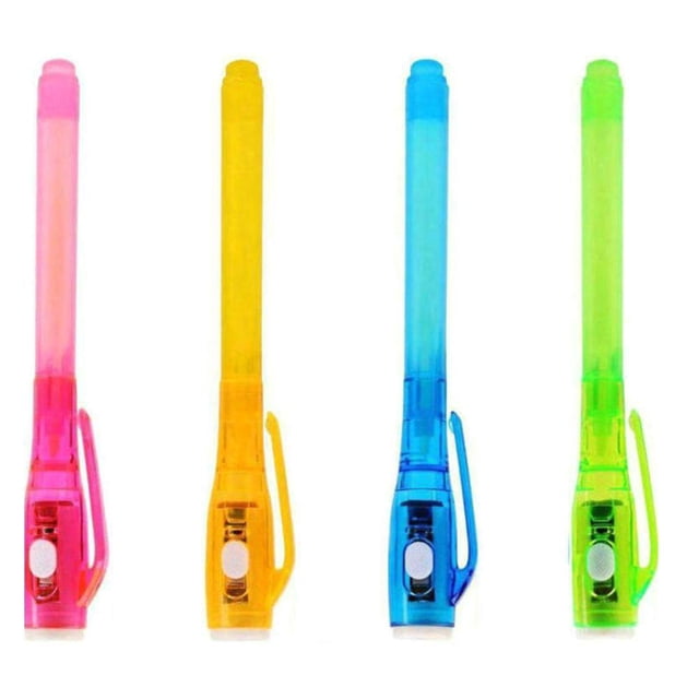 Bolígrafo de tinta Invisible con luz UV para mensaje secreto, Detector de billetes falsos, bolsa de regalo para recuerdos de fiesta, 4 Uds.