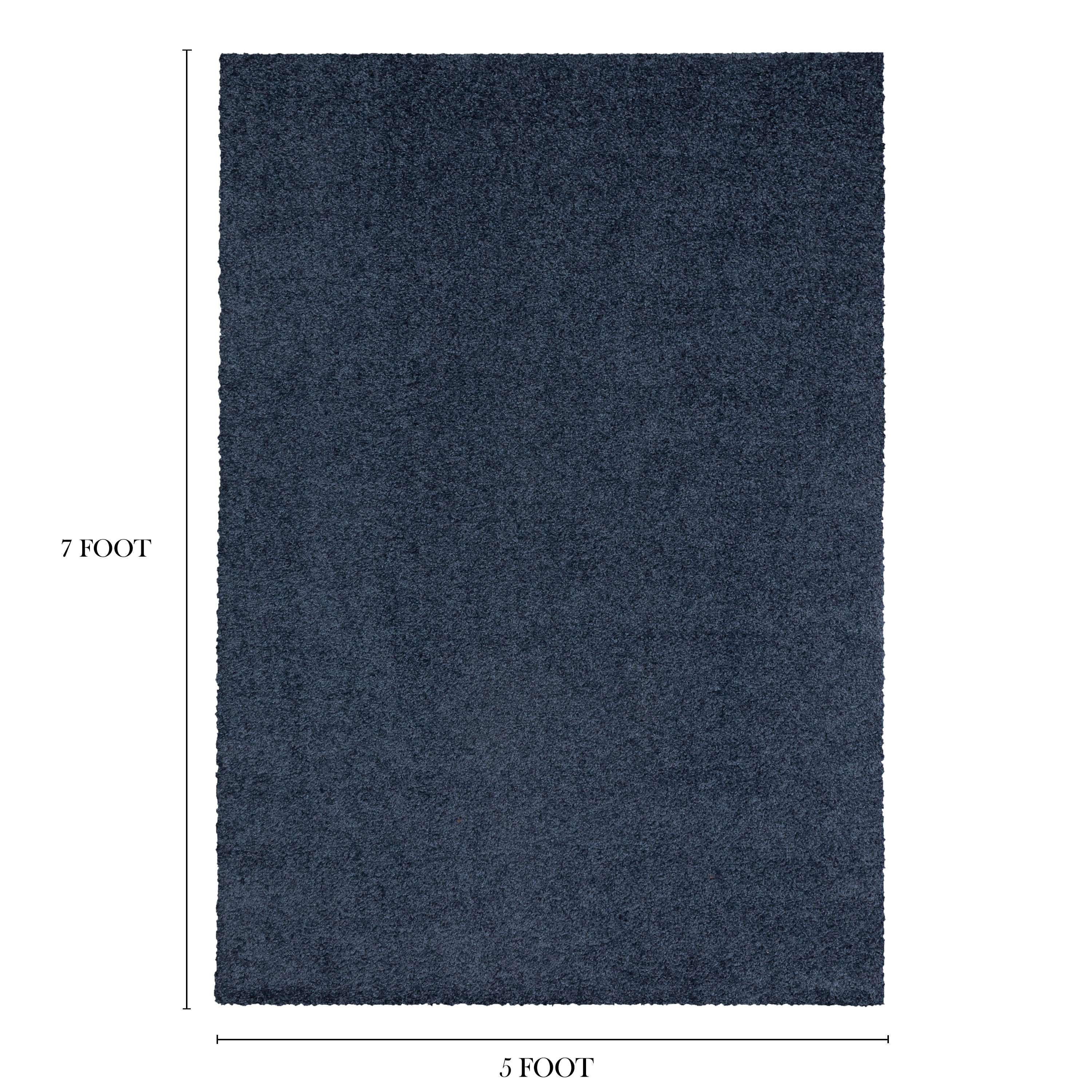 Mainstays Solid Shag Indoor Area Rug, Navy Heather, 5 ft x 7 ft
