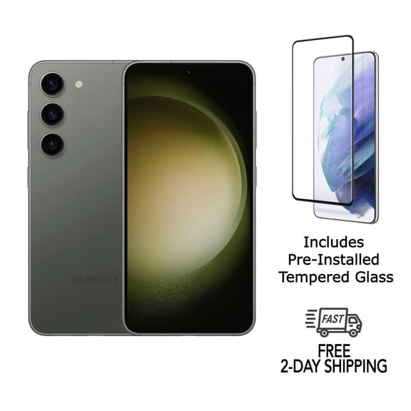 Pre-Owned Samsung Galaxy S23 Plus 5G S916U (Fully Unlocked) 256GB Green with Tempered Glass screen protector