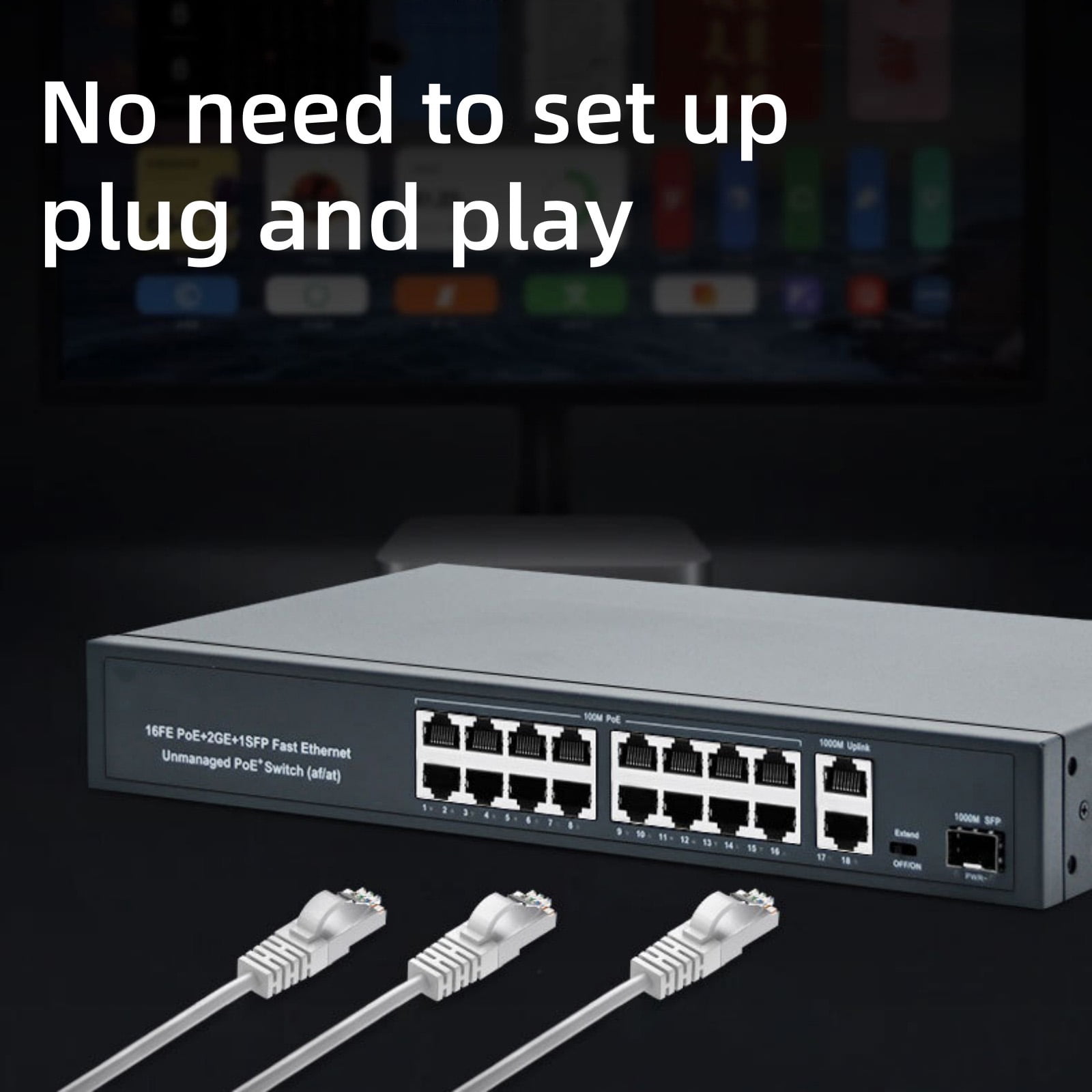 TAPDRA Metal POE Switch 16x100Mbps + 2GigE, IEEE 802.3af/at Compliant, for Business Networks