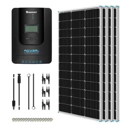 

Renogy 400W 12V Solar Panel Monocrystalline Off Grid Starter Kit with 40A Rover MPPT Charger Controller