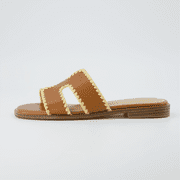 Cushionaire Voyage Cutout Strap Slides for Women - Slip On Summer Flats, Comfortable and Trendy Vacation Style Sandals for Women