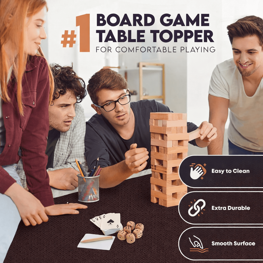 Feltectors Board Game Mat 35 x 35 in Designed For 36 in Tables, Poker Table Topper with Carrying Bag-Brown