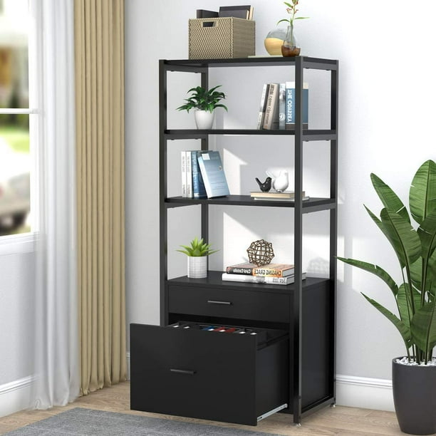 Tribesigns Bookcase Bookshelf with 2 Drawers, 4-Tier ...