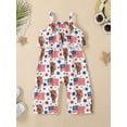 thumbnail image 2 of Arvbitana 1T 2T 3T 4T 5T Baby Girl 4th of July Romper Summer Sleeveless Bull Print Sling Vest Long Pants Jumpsuit for Casual Party Independence Day, 2 of 9