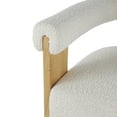 thumbnail image 4 of DecMode Polyester Curved Back Mid Century Modern Round Boucle Lounge Chair with Light Brown Wood Frame, Cream, 4 of 9
