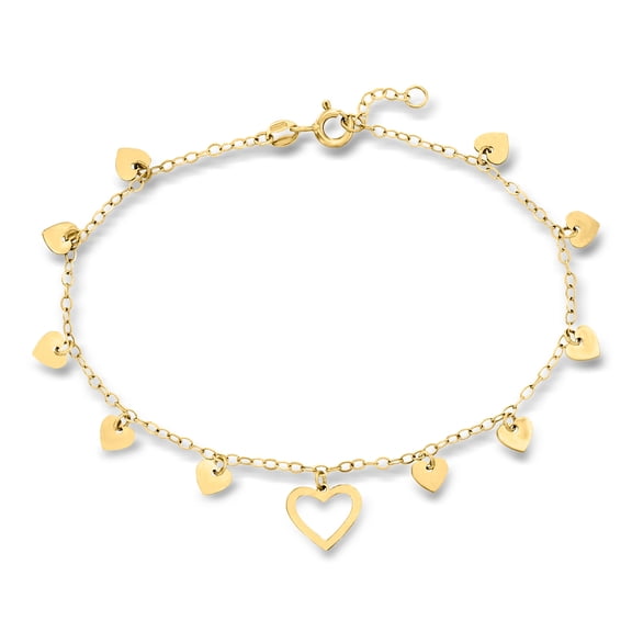Pure Collection by Ross-Simons Italian 14kt Yellow Gold Heart Station Bracelet, Women's, Adult