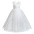 thumbnail image 2 of IBTOM CASTLE White First Communion Dresses for Girls Lace Flower Wedding Bridesmaid Pageant Birthday Baptism Party Formal Maxi Tulle Gown 9-10 Years White - Feather, 2 of 8