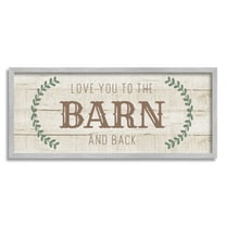Stupell Industries Love you Barn & Back Inspirational Painting Gray Framed Art Print Wall Art, 30 x 13