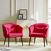 14 Karat Home Velvet Accent Chair Upholstered Armchair Set of 2 for Living Room, Fuchsia