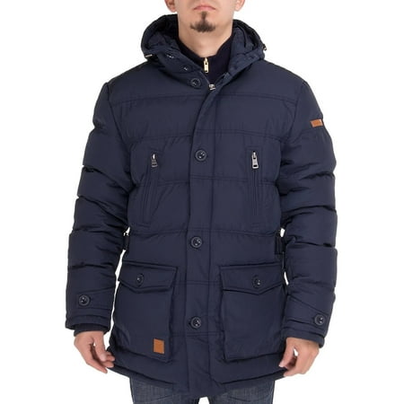 Luciano Natazzi Men's Down Jacket Thermal Padded Classic Oxford Parka Coat Navy