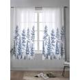 thumbnail image 4 of Navy Blue Pastoral Tree Curtains 63 Inch Length, Sheer Curtains for Bedroom Living Room Window Vintage Botanical Spring Rod Pocket Voile Drapes Kitchen Curtains Small Half Window 42"x63" 2 Panels, 4 of 6