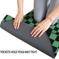 thumbnail image 3 of Green and Black Checkerboard Pattern Hot Yoga Mat Towel Non Slip for Hot Yoga - Quick-Drying Yoga Mat Cover with 4 Corner Pockets with Travel Bag - Hot Yoga Towel Non Slip 70"x26", 3 of 6