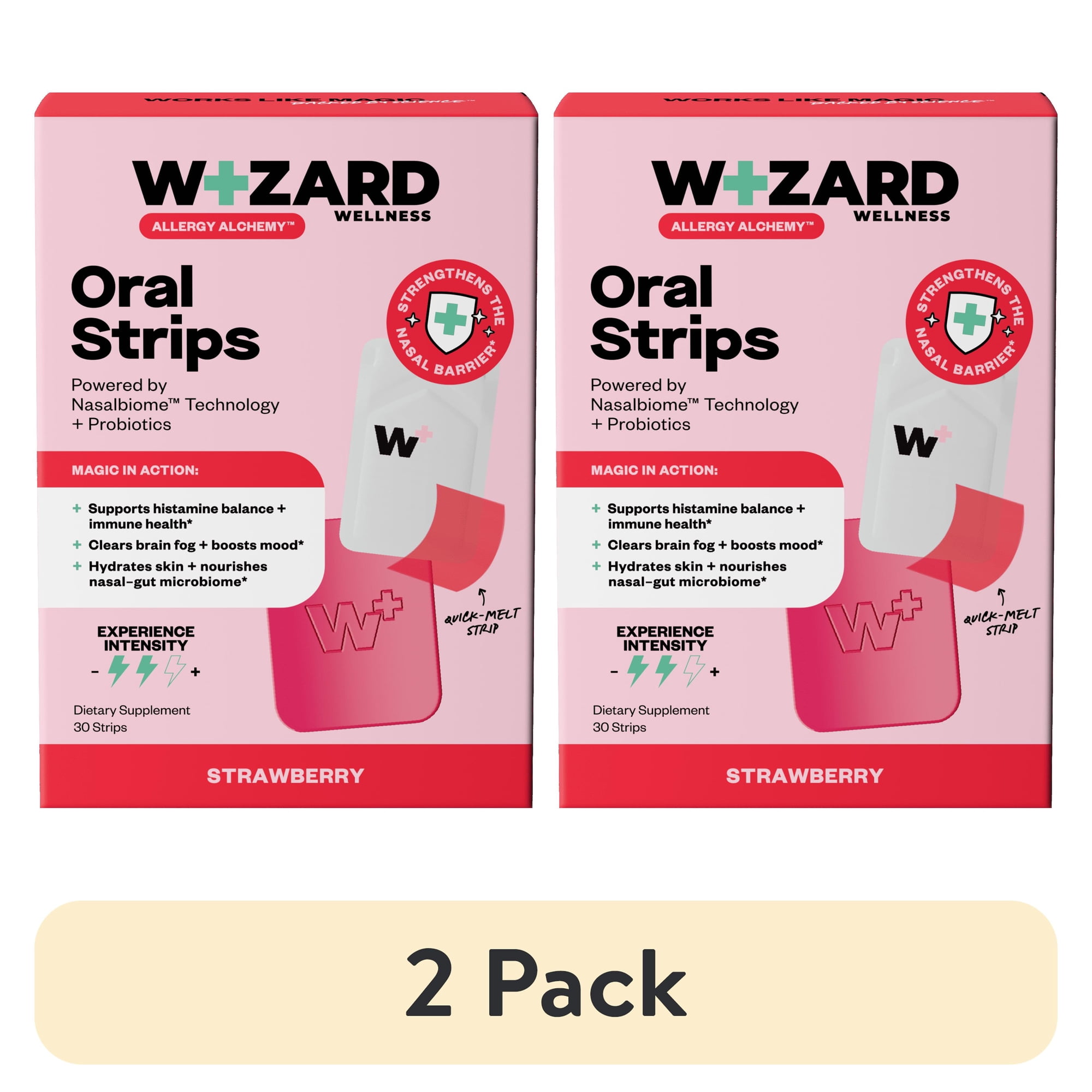 (2 pack) Wizard Wellness Multi-Benefit Oral Strips, Antihistamine Allergy Support Strips, 30 Count