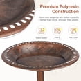 thumbnail image 6 of VECELO 28" Height Pedestal Birdbath Outdoor Garden Decor, Vintage Yard Art Bird Baths, Brown, 6 of 11
