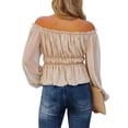 thumbnail image 4 of Blusa informal para mujer, camiseta plisada de fibra de poliuretano para mujer, manga larga elástica para uso diario LYUMO ropa de mujer, 4 of 6