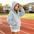 thumbnail image 6 of Girls Zip Up Hoodie Fleece Sweatshirt Jackets with Pocket Full-Zip,Hooded Design,Long Sleeve,Solid Color,Casual Jacket,Fall Winter,Back to School Wear, 6 of 7