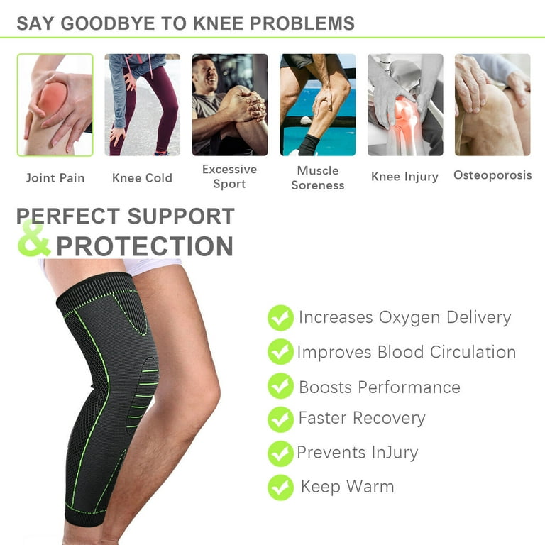 Full Leg Knee Support Compression Sleeve Brace Joint Pain Relief Arthritis  Sport