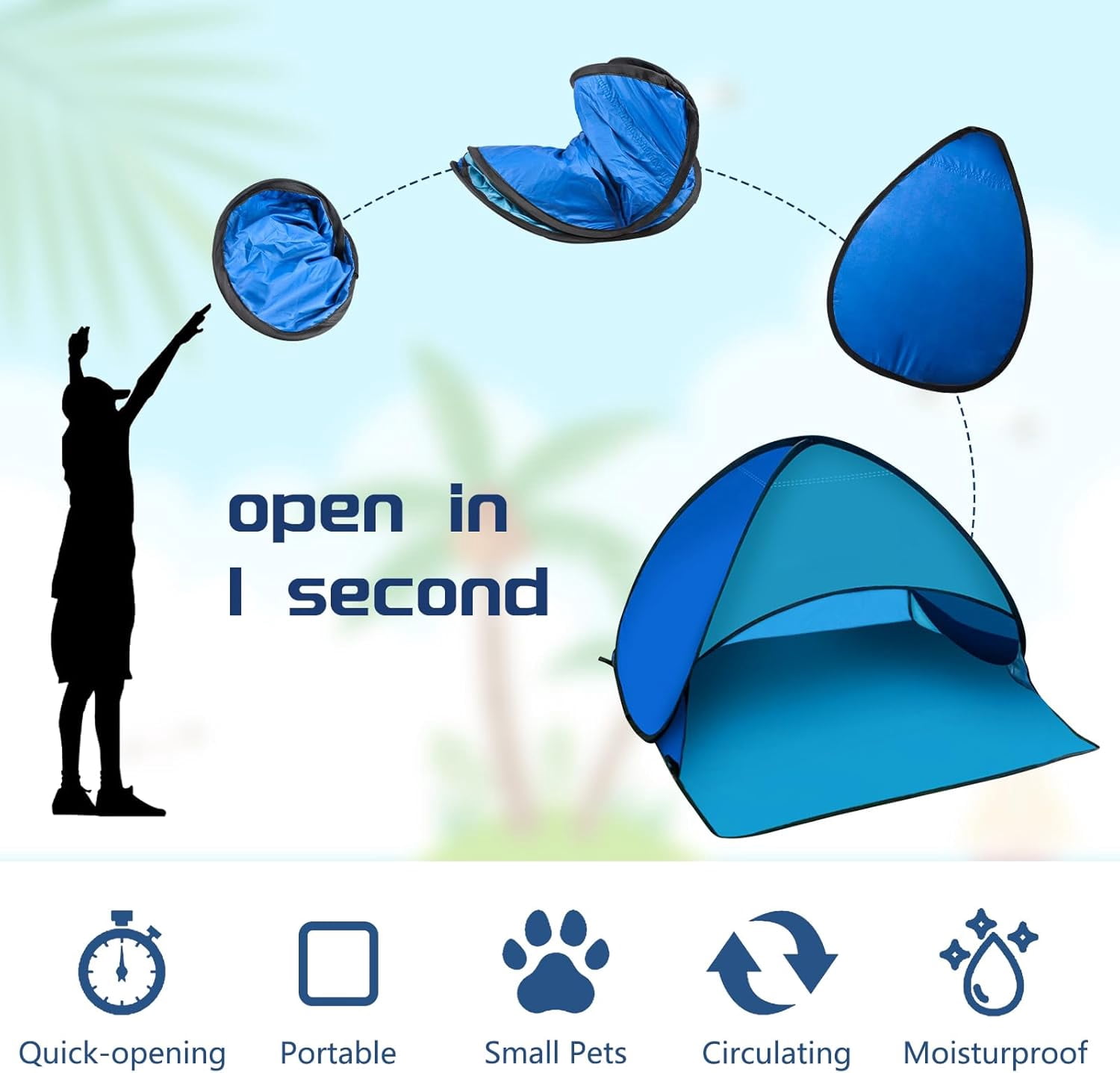 Small Beach Outdoor Sun - Shade Tent For Sunbathing, Lightweight And Durable, Spacious Enough, Pink - Blue, Ideal For Beach Leisure