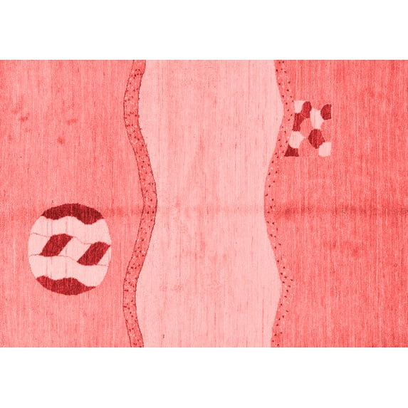 Ahgly Company Machine Washable Indoor Rectangle Abstract Red Modern Area Rugs, 3' x 5'