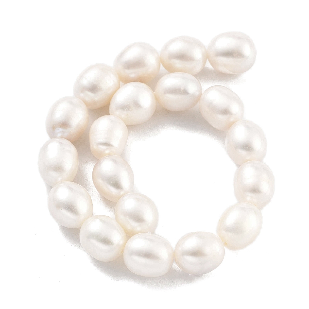Natural Cultured Freshwater Pearl Beads Strands Grade 3A Rice Floral White 9~10mm Hole: 0.6mm 16~18pcs/strand 6.69~6.89''(17~17.5cm)