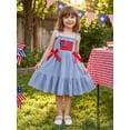 thumbnail image 5 of BemeyourBBs Kids Toddler Baby Girl 4th of July Dress Outfit Baby Girl Independent Day Summer Dress Patriot American Flag Embroidery Spaghetti Strap Sleeveless Square Neck Ruffled Dress, 5 of 9