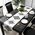 thumbnail image 3 of Black Gray Boho Table Runner 72 Inches Long, Modern Abstract Geometric Lattice Kitchen Coffee Dining Table Decoration for Home Party Birthday Wedding Home Decor 18x72 Inches, 3 of 8