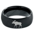 thumbnail image 2 of Tungsten Elk Moose Walking Band Ring 8mm Men Women Comfort Fit Black Dome Brushed Polished, 2 of 4