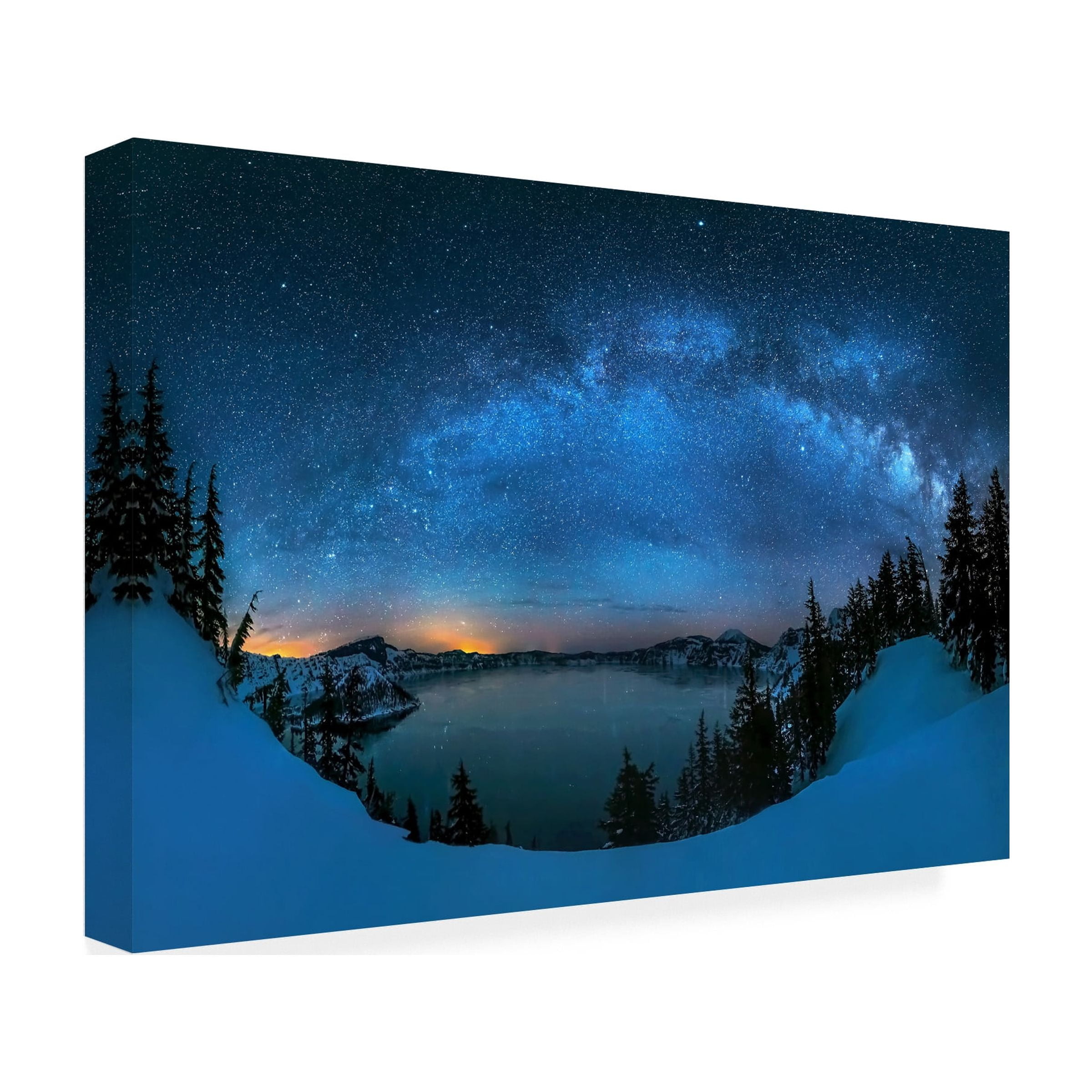 Hua Zhu 'Starry Night Over The Crater Lake' Canvas Art