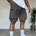 thumbnail image 4 of New Summer Arrivals YLSDY Men's Cargo Shorts Twill Cotton Running Hiking Short Casual Elastic Waist Camping Travel Short with Multi-Pockets Dark Gray XXL, 4 of 5