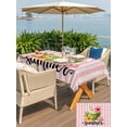 thumbnail image 5 of Outdoor Tablecloth with Umbrella Hole for Patio/Picnic/Party/Camping, Pink Flowers Waterproof Table Cloth Rectangle Table Cover Washable, Spring Floral Summer Botanical Striped Vintage Art (52"x 70"), 5 of 8