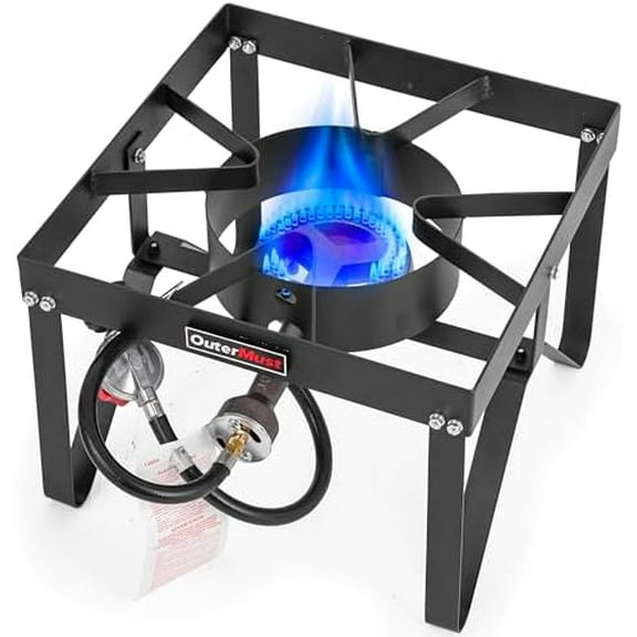 85,000 BTU Propane Burner, Outdoor Gas Burner for Cooking with 10 PSI Regulator and Cast Iron Braided Holes$$Garden &