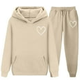 thumbnail image 4 of Mifsaly Kids Matching Sweatsuits Set Boys Girls Workout 2 Piece Hearts Print Valentines Day Sweatshirt Festival Hoodie Wide Leg Athlete Joggers with Pockets Dressy Casual Unisex Teen Tracksuit, 4 of 5