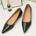 thumbnail image 5 of Miluxas Womens Dress Pointed Toe Matte Leather Slip On Party Chunky Low Heel Pumps Shoes Black 8.5(41), 5 of 9