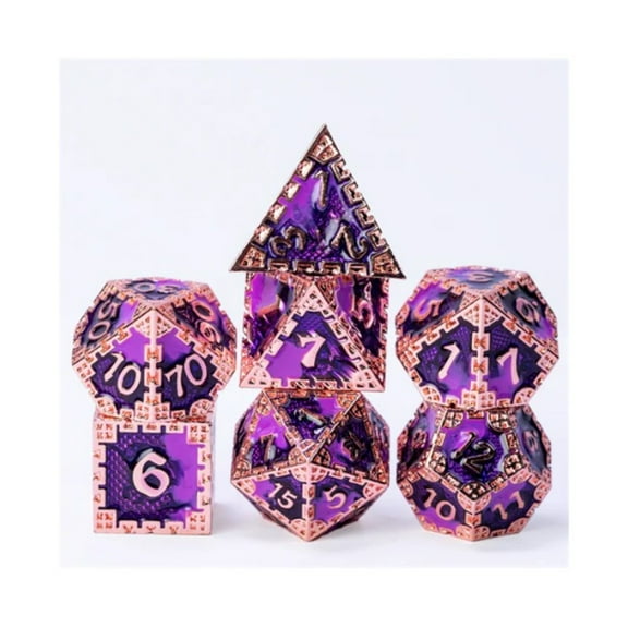Foam Brain Games Hidden Dragon Poly Set - Copper & Purple (7) New