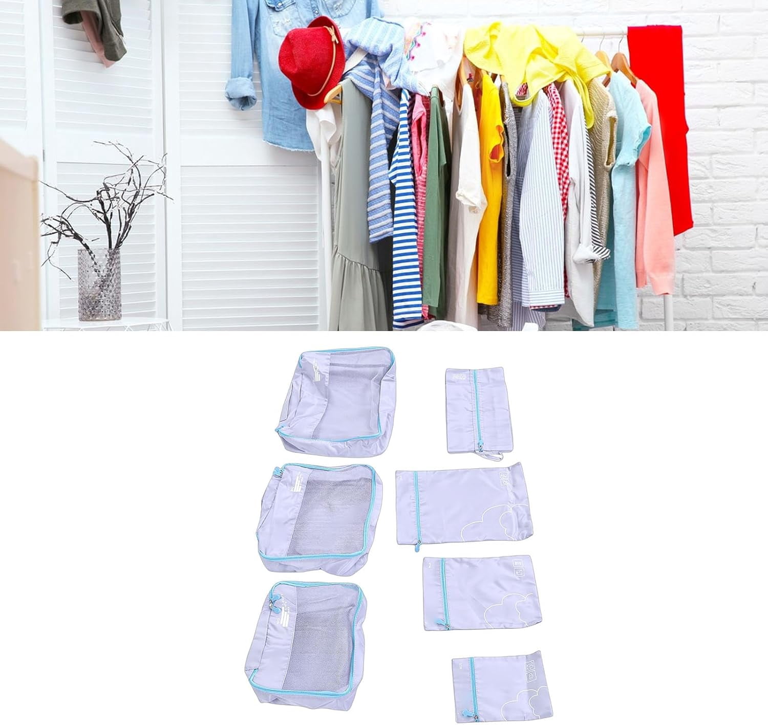 Packing Cubes For Travel, 7 Pack Anti Tear Space Saving Luggage Organizer Bags, For Suitcases