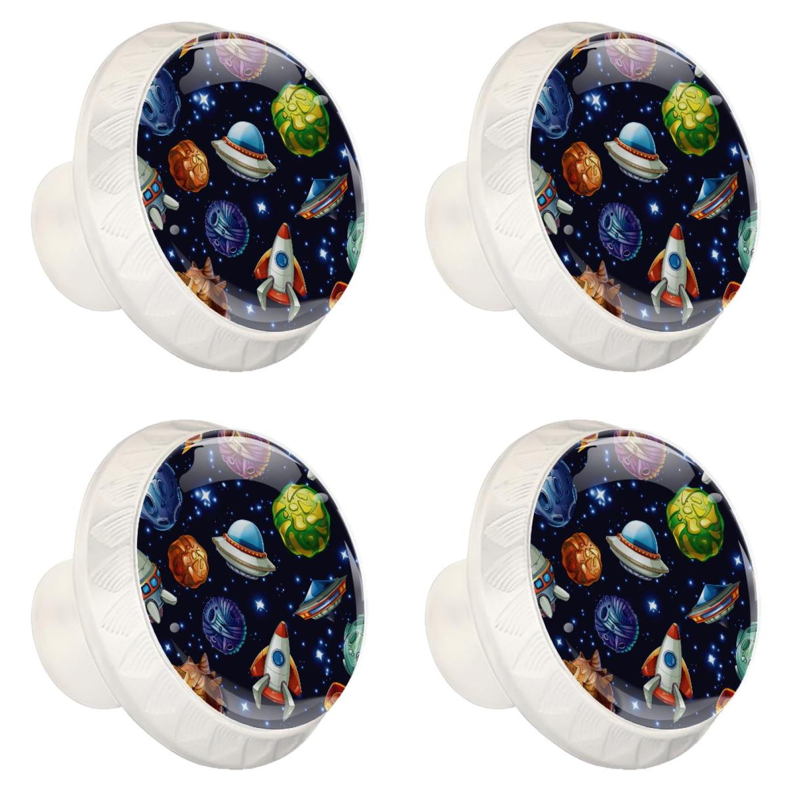 4 Pcs Outer Space Knobs for Kitchen Cabinet Cupboard Dresser Bookcase Drawer Pulls Handles Round Home Decor