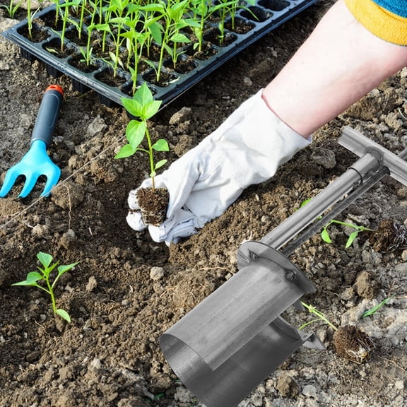HOOWIFFY Stainless Steel Garden Bulb Planter Tool for Precise Planting and Easy Transplanting, Hand Tool
