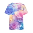 thumbnail image 4 of Women Summer Plus Size Tops Notch V Neck Tshirts Trendy Short Sleeve Tee Shirts Oversized 3D Graphic Tunic Top Colorful Nature Printed T-Shirts Loose Comfy Blouse Garments, 4 of 4